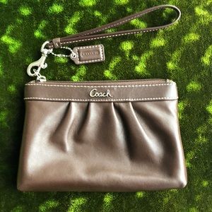 COACH brown leather wristlet